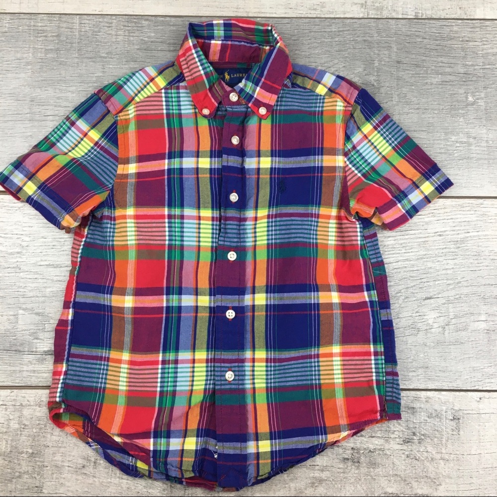 RALPH LAUREN BOYS PLAID BUTTON DOWN - SIZE 4